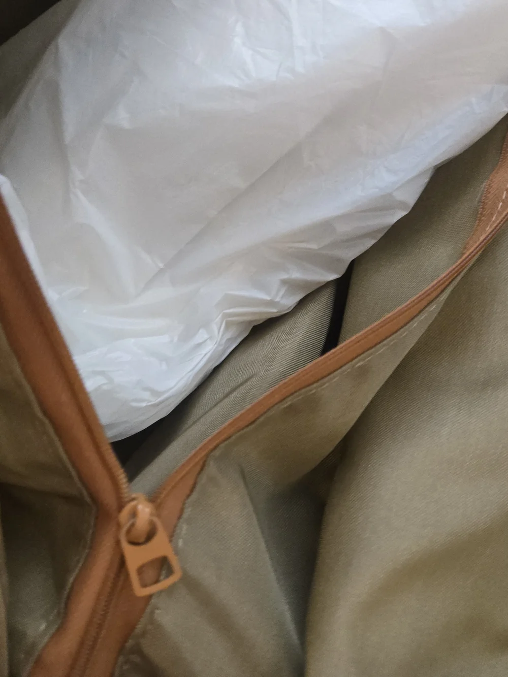 Men's Olive Green Canvas Garment Bag with Tan Leather Trim